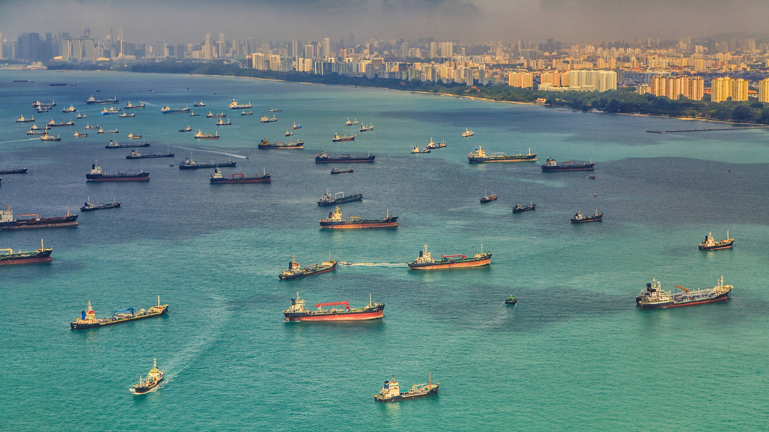 Several vessels at sea